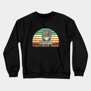 Vagitarian Pride - Lesbian Anime Pun - Retro Sunset Crewneck Sweatshirt